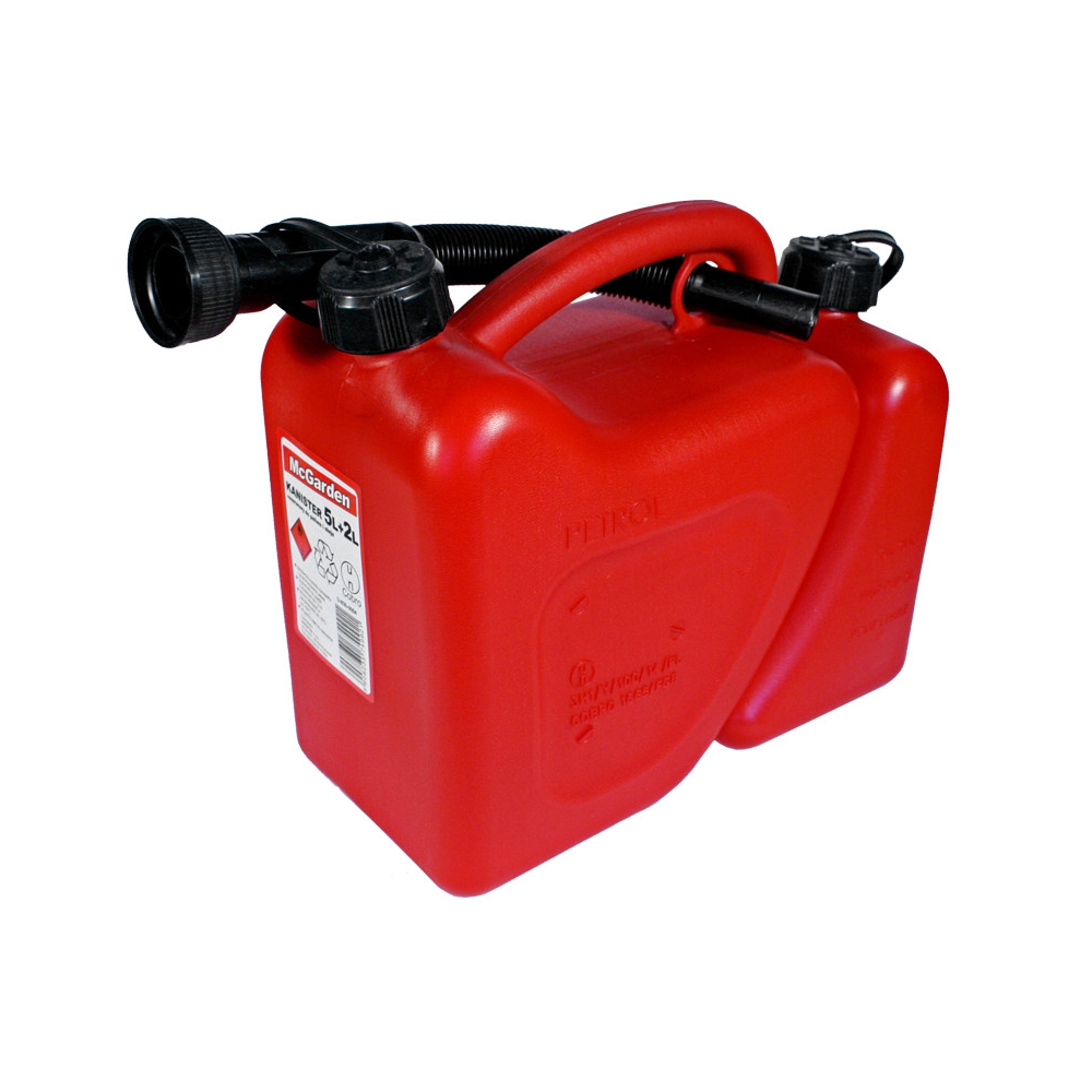 Kanister paliwo + olej 5L+2L z lejkiem | MC Garden