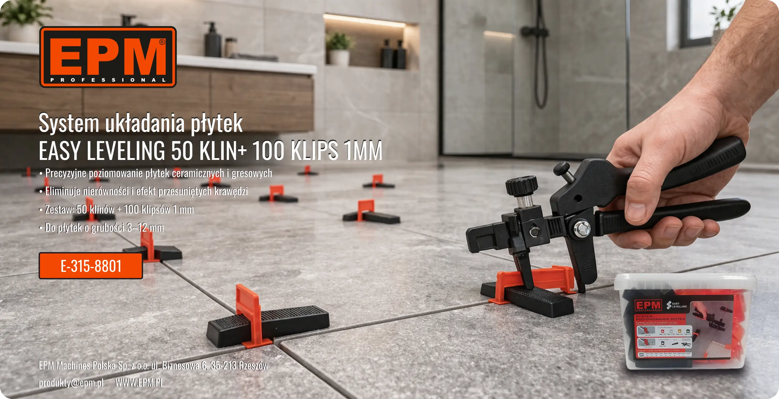 System układania płytek EASY LEVELING 50 KLIN+ 100 KLIPS 1MM EPM